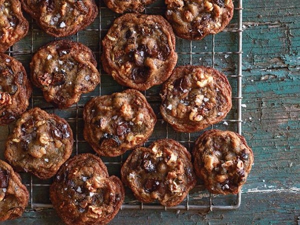 Fig, walnut, and dark chocolate chunk cookies