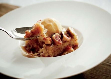 Figgy toffee pudding with Madeira-quince ice cream
