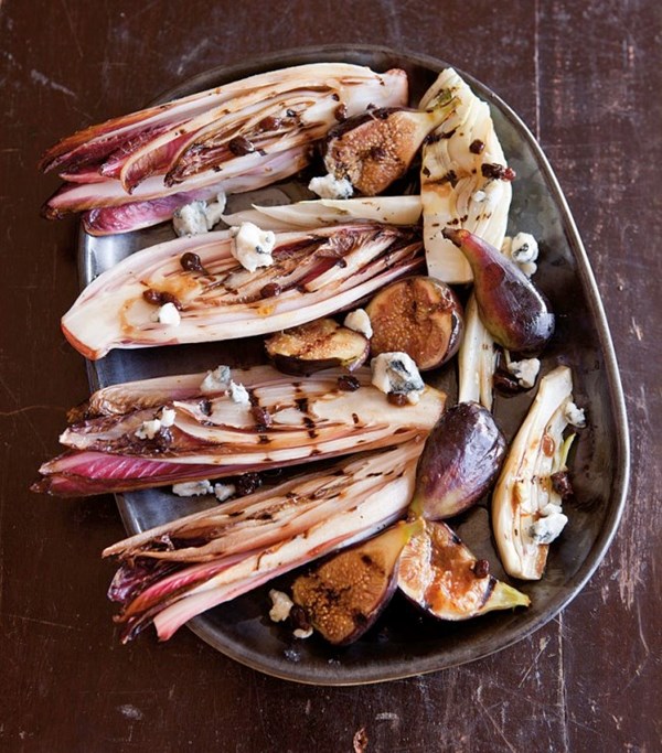 Figs & purple endive salad with currant dressing