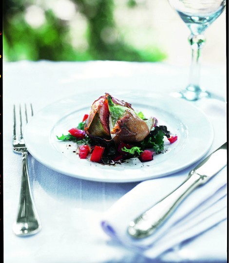 Figs and mozzarella wrapped in Parma Ham