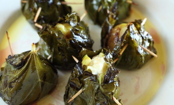 Figs in vine leaves
