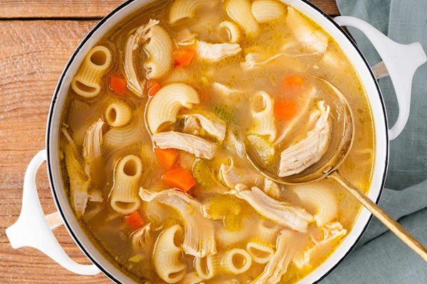 Filipino chicken noodle soup (Macaroni chicken sopas)