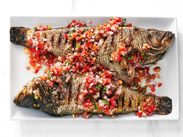 Filipino whole grilled fish with tomato-onion salsa