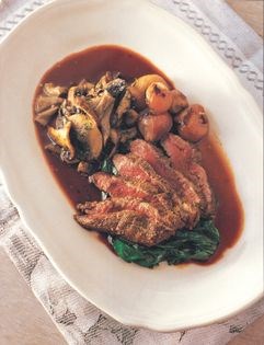 Fillet of kangaroo with glazed shallots
