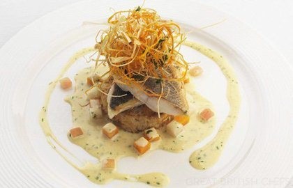 Fillet of sea bass with coriander and vanilla sauce