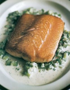 Fillet of sewin (sea trout) with cucumber sauce