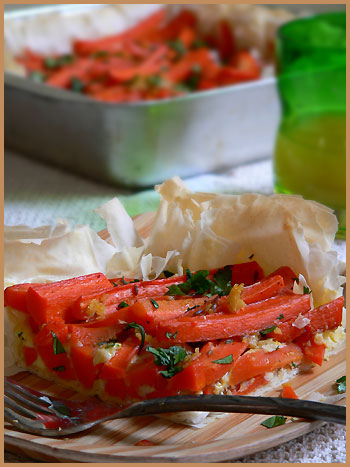 Filo carrot tart