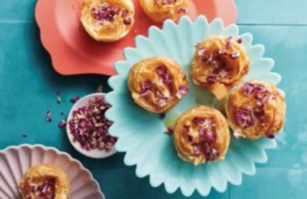 Filo crinkle custard cakes with honey-lemon syrup