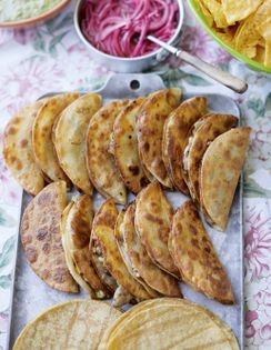 Fingerling and raja tacos