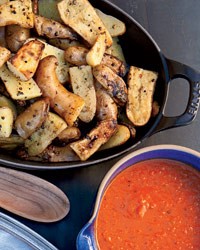 Fingerling potatoes with pumpkin seed romesco
