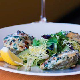 Fire-roasted oysters
