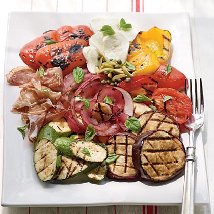 Fire-seared antipasto platter
