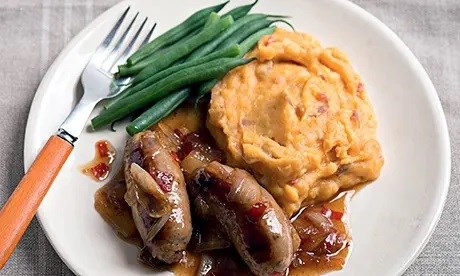 Firecracker sausages with tragedy mash