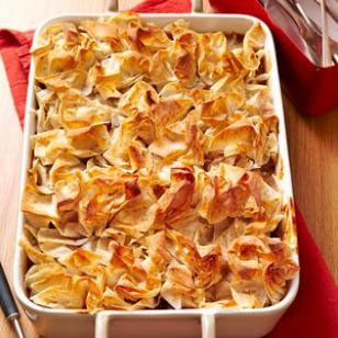 Fish & mushroom casserole with crispy phyllo