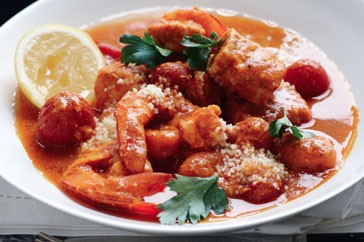 Fish & prawn tagine with apricots