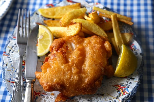 Fish and chips recipe using skrei, a Norwegian cod