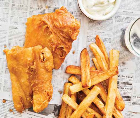 Fish and chips with tartar sauce
