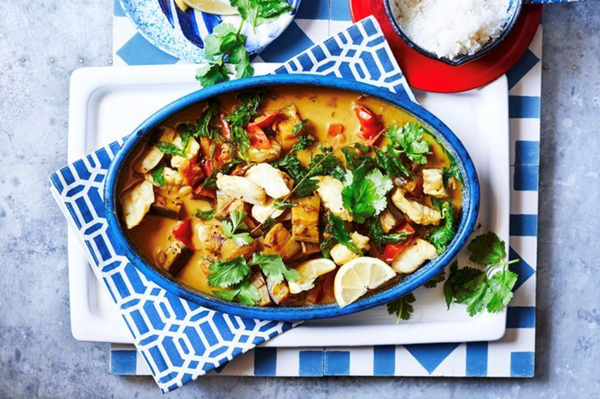 Fish and eggplant curry