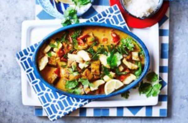 Fish and eggplant curry