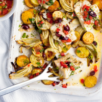 Fish and fennel traybake