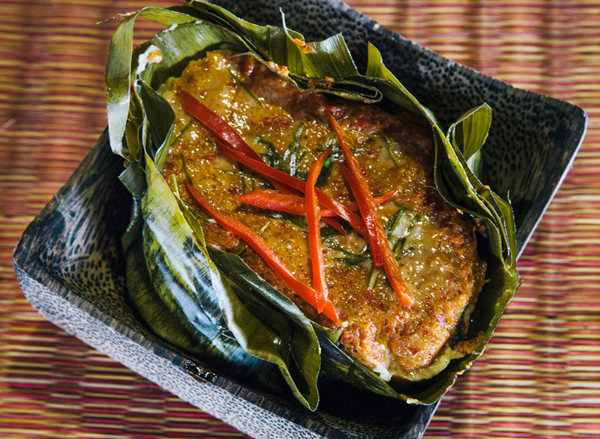 Fish baked in curry custard (Amok)