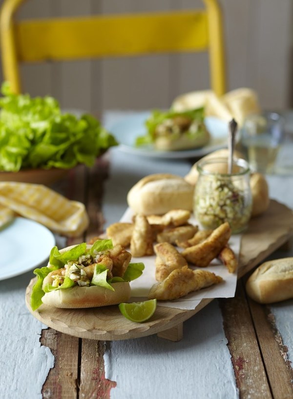 Fish burgers with gribiche sauce