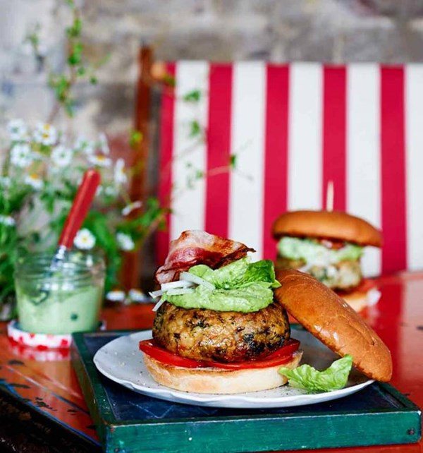 Fish burgers with herb mayonnaise