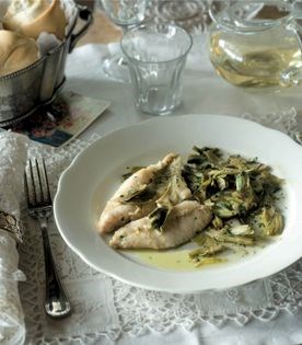 Fish fillets with artichokes (San Pietro in padella con carciofi)