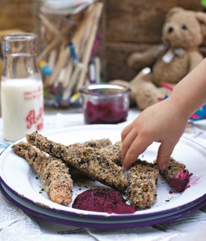 Fish fingers with beetroot ketchup