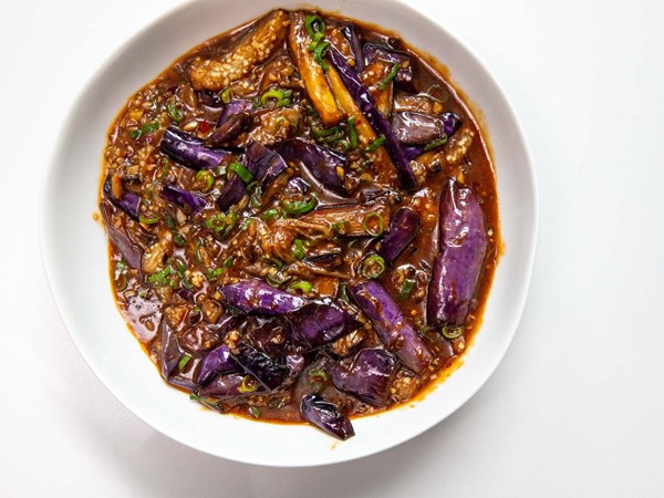 Fish-fragrant eggplants (Sichuan braised eggplant with garlic, ginger, and chilies)
