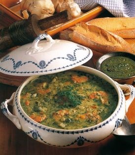 Fish minestrone with pesto