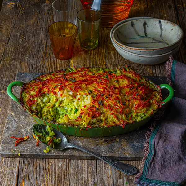 Fish pie with a rosti topping