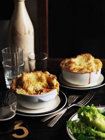 Fish pies with lettuce heart and herb salad