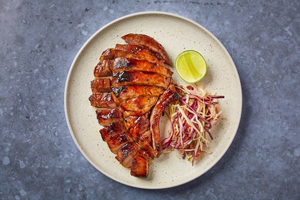 Fish sauce caramel pork chop with Asian slaw