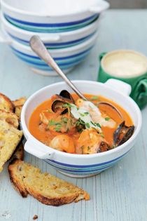 Fish soup with aioli and sourdough toasts
