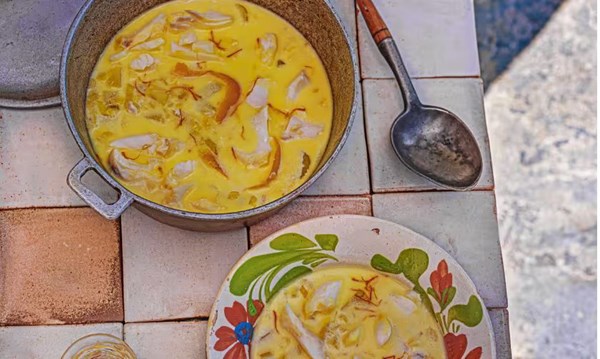 Fish soup with saffron and cream [Claudia Roden]