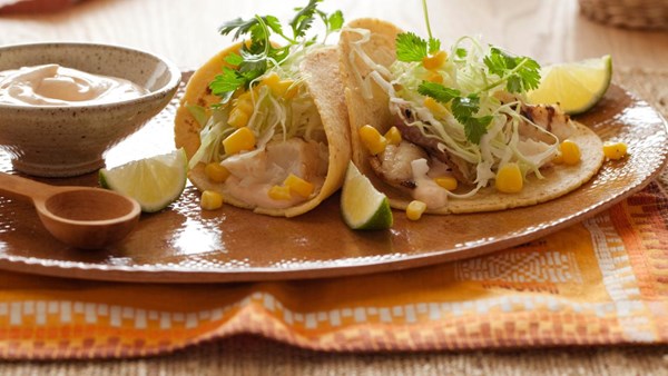 Fish tacos with chipotle cream