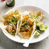 Fish tacos with lime sauce