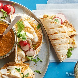 Fish tacos with roasted tomato salsa