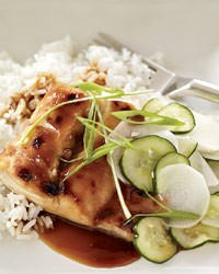 Fish teriyaki with sweet-and-sour cucumbers