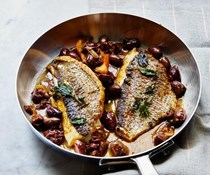 Fish with black-olive vinaigrette