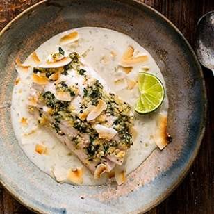 Fish with coconut-shallot sauce