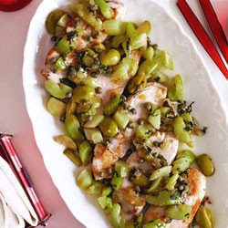 Fish with olives, capers and vinegar (Stemperata)