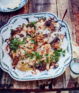Fish with sumac-tahini sauce (Tajen samak)