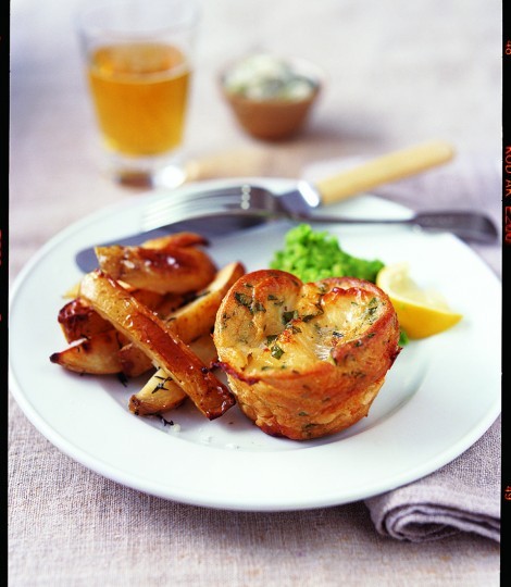 Fish Yorkshires with chunky tartare sauce