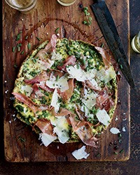 Five-herb frittata with prosciutto and Parmesan