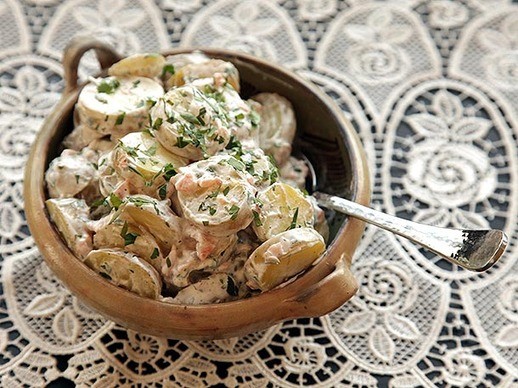 Five-ingredient smoked salmon and potato salad