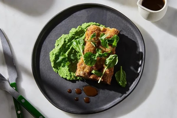 Five spice beef cutlet with broccoli puree and five spice jus