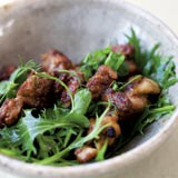 Five-spice chicken and pea shoot salad