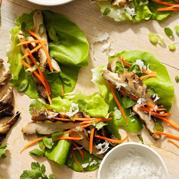 Five-spice chicken lettuce wraps